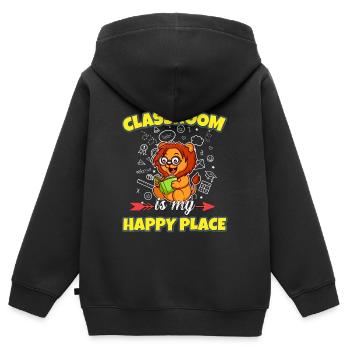 My Classroom Is My Happy Place Elementary Teacher - Kids Premium Organic Zip-up Hoodie - black - Back - AI Model Kid Male (0cm)