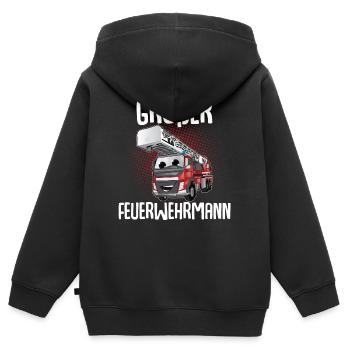 Großer Bruder Großer Feuerwehrmann - Kinder Premium Organic Zip Hoodie - Schwarz - Hinten - AI Model Kid Male (0cm)