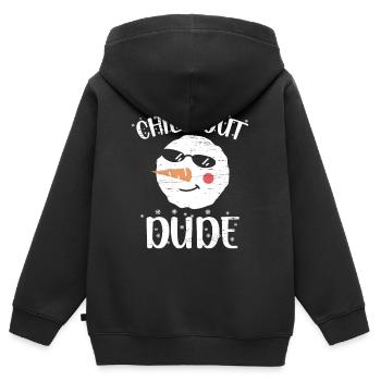 Chill Out Dude Père Noël Bonhomme de neige Vacances - Sweat Premium à capuche zippé enfant bio - noir - Dos - AI Model Kid Male (0cm)