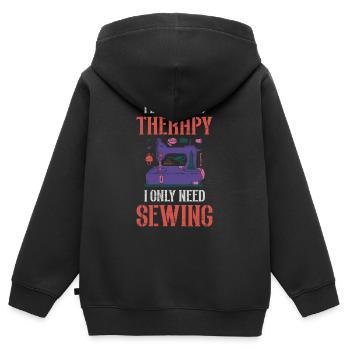 Ich brauche keine Therapie, ich brauche nur Nähen - Kinder Premium Organic Zip Hoodie - Schwarz - Hinten - AI Model Kid Male (0cm)