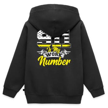 Notruf Disponent Notfall lustiger-Disponent Fe - Kinder Premium Organic Zip Hoodie - Schwarz - Hinten - AI Model Kid Male (0cm)
