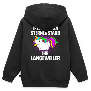 Einhorn Fresst Meinen Sternenstaub Ihr Langeweiler - Kinder Premium Organic Zip Hoodie - Schwarz - Hinten - AI Model Kid Male (0cm)