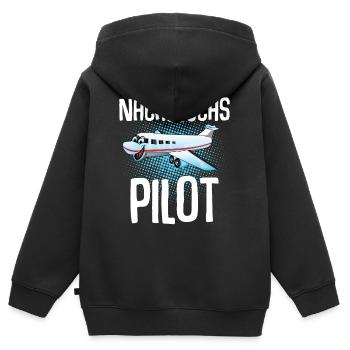 Pilot Kinder Nachwuchs - Kinder Premium Organic Zip Hoodie - Schwarz - Hinten - AI Model Kid Male (0cm)
