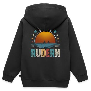 Rudern Ruderer Ruderboot Team - Kinder Premium Organic Zip Hoodie - Schwarz - Hinten - AI Model Kid Male (0cm)