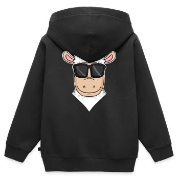 Illustration de moutons - Sweat Premium à capuche zippé enfant bio - noir - Dos - AI Model Kid Male (0cm)