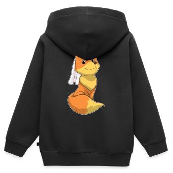 Fuchs Braut Schleier Hochzeit - Kinder Premium Organic Zip Hoodie - Schwarz - Hinten - AI Model Kid Male (0cm)
