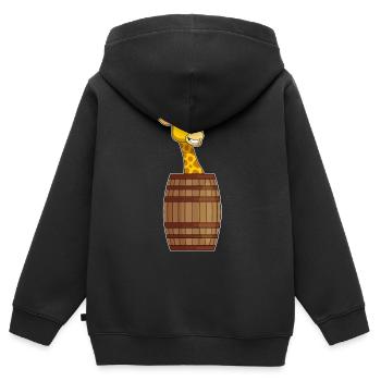 Giraffe Fass - Kinder Premium Organic Zip Hoodie - Schwarz - Hinten - AI Model Kid Male (0cm)