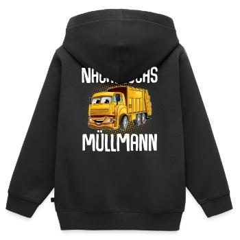 Nachwuchs Müllmann - Kinder Premium Organic Zip Hoodie - Schwarz - Hinten - AI Model Kid Male (0cm)