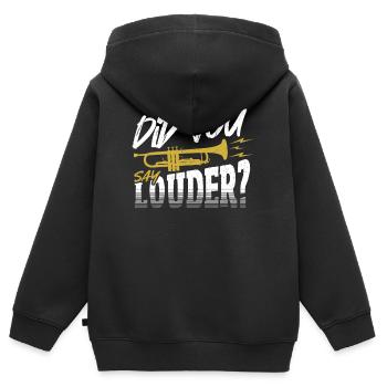 Avez-vous dit plus fort? Trompette Trompette - Sweat Premium à capuche zippé enfant bio - noir - Dos - AI Model Kid Male (0cm)