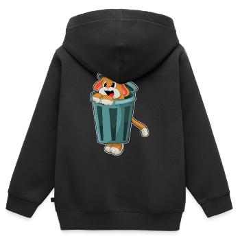 Hund Mülleimer - Kinder Premium Organic Zip Hoodie - Schwarz - Hinten - AI Model Kid Male (0cm)