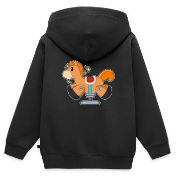 Un joli cheval à bascule - Sweat Premium à capuche zippé enfant bio - noir - Dos - AI Model Kid Male (0cm)