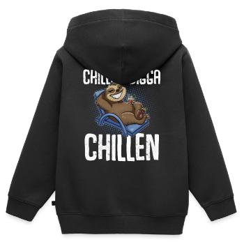 Chillen Digga Chillen Faultier - Kinder Premium Organic Zip Hoodie - Schwarz - Hinten - AI Model Kid Male (0cm)