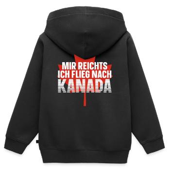 Kanada - Kinder Premium Organic Zip Hoodie - Schwarz - Hinten - AI Model Kid Male (0cm)
