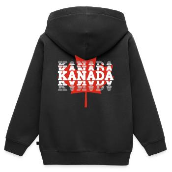 Kanada - Kinder Premium Organic Zip Hoodie - Schwarz - Hinten - AI Model Kid Male (0cm)