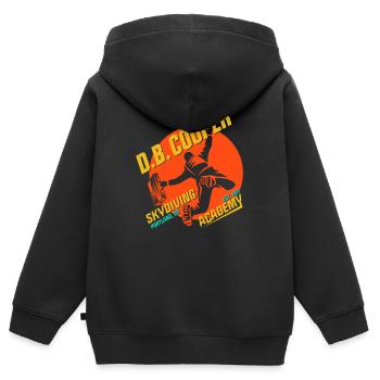 Académie de parachutisme DB Cooper - Sweat Premium à capuche zippé enfant bio - noir - Dos - AI Model Kid Male (0cm)