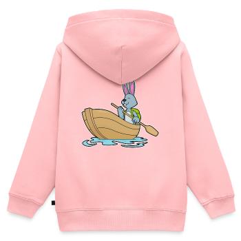 Hase kleines Boot - Kinder Premium Organic Zip Hoodie - Rosa - Hinten - AI Model Kid Female (0cm)