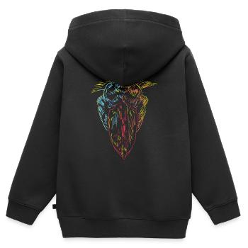Bec-de-chaussure d’oiseau coloré - Sweat Premium à capuche zippé enfant bio - noir - Dos - AI Model Kid Male (0cm)