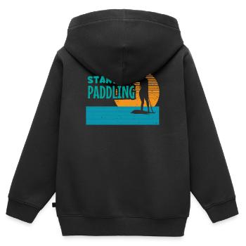 Stand Up Paddling - Girl Water Sports Paddle Sport - Sweat Premium à capuche zippé enfant bio - noir - Dos - AI Model Kid Male (0cm)
