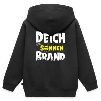 Deich und Sonnenbrand für Camping Urlaub - Kinder Premium Organic Zip Hoodie - Schwarz - Hinten - AI Model Kid Male (0cm)
