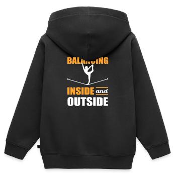 Balancing Inside and Outside Slackline Yoga Slack - Kinder Premium Organic Zip Hoodie - Schwarz - Hinten - AI Model Kid Male (0cm)