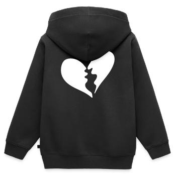 Cœur brisé - Sweat Premium à capuche zippé enfant bio - noir - Dos - AI Model Kid Male (0cm)