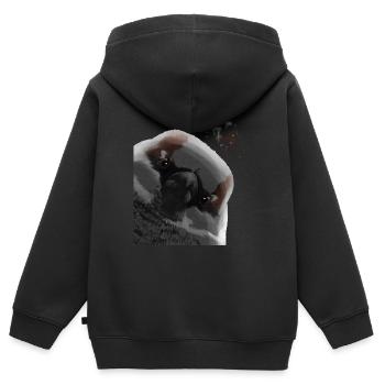 Curieux Moineau Domestique Moineau Domestique Oiseau Moineau - Sweat Premium à capuche zippé enfant bio - noir - Dos - AI Model Kid Male (0cm)