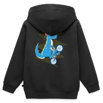 Tyrannosaurus Rex T-rex Dinosaure Dino Bicyclette - Sweat Premium à capuche zippé enfant bio - noir - Dos - AI Model Kid Male (0cm)