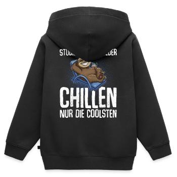 Studieren Kann Jeder Chillen Nur Die Coolsten - Kinder Premium Organic Zip Hoodie - Schwarz - Hinten - AI Model Kid Male (0cm)
