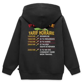 Tarif horaire peintre cadeau pour peintres - Sweat Premium à capuche zippé enfant bio - noir - Dos - AI Model Kid Male (0cm)
