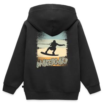 Wakeskate Wakeskating Wakeskater Wakeboard - Kinder Premium Organic Zip Hoodie - Schwarz - Hinten - AI Model Kid Male (0cm)