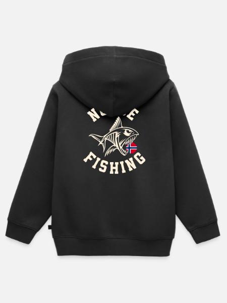 Norwegen Angeltour Angeln Angler Fischen - Kinder Premium Organic Zip Hoodie - Schwarz