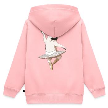 Drôle de ballerine Chien Danse Ballet Carlin - Sweat Premium à capuche zippé enfant bio - rose - Dos - AI Model Kid Female (0cm)