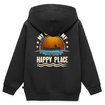 Canoë Canoë Canoë - Sweat Premium à capuche zippé enfant bio - noir - Dos - AI Model Kid Male (0cm)