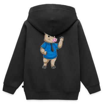 Eber Polizist Polizeimütze Polizei - Kinder Premium Organic Zip Hoodie - Schwarz - Hinten - AI Model Kid Male (0cm)