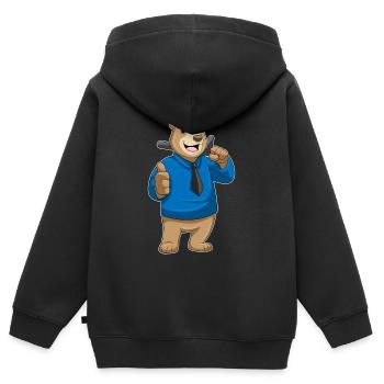 Bär Polizist Schlagstock Polizei - Kinder Premium Organic Zip Hoodie - Schwarz - Hinten - AI Model Kid Male (0cm)