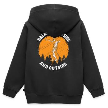 Balancing Inside and Outside Slackline Yoga Slack - Kinder Premium Organic Zip Hoodie - Schwarz - Hinten - AI Model Kid Male (0cm)