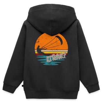 Kitesurfen Kitesurf Kitesurfer Kiteboard - Kinder Premium Organic Zip Hoodie - Schwarz - Hinten - AI Model Kid Male (0cm)