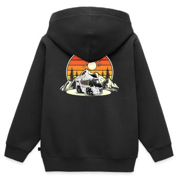 Camping Camper Campen - Kinder Premium Organic Zip Hoodie - Schwarz - Hinten - AI Model Kid Male (0cm)