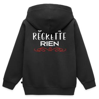 Je ne regrette rien - Sweat Premium à capuche zippé enfant bio - noir - Dos - AI Model Kid Male (0cm)