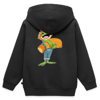 Frosch Landwirt Stroh Bauernhof - Kinder Premium Organic Zip Hoodie - Schwarz - Hinten - AI Model Kid Male (0cm)