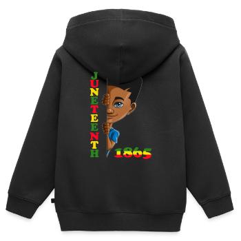 Junge versteckt sich nicht mehr Juneteenth 1865 - Kinder Premium Organic Zip Hoodie - Schwarz - Hinten - AI Model Kid Male (0cm)