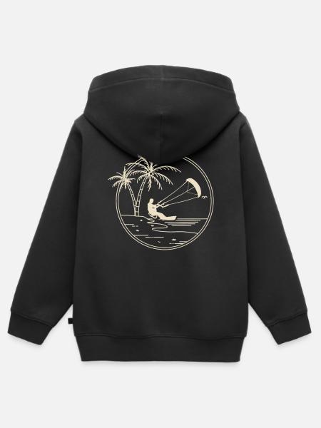 Kitesurfen Kitesurf Kitesurfer Kiteboard - Premium børne zip-hættetrøje økologisk - sort