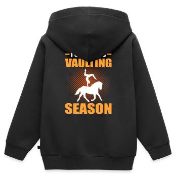 Je ne peux pas. C’est la saison de la voûte à cheval - Sweat Premium à capuche zippé enfant bio - noir - Dos - AI Model Kid Male (0cm)