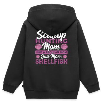 Maman chasseuse de pétoncles comme une maman ordinaire juste plus - Sweat Premium à capuche zippé enfant bio - noir - Dos - AI Model Kid Male (0cm)
