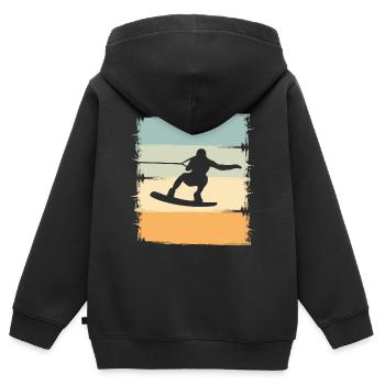Wakeskaten Wakeskating Wakeskater Wakeboard - Kinder Premium Organic Zip Hoodie - Schwarz - Hinten - AI Model Kid Male (0cm)