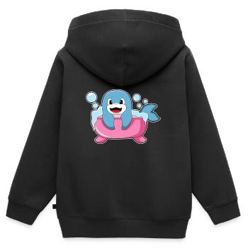 Baignoire pour dauphins - Sweat Premium à capuche zippé enfant bio - noir - Dos - AI Model Kid Male (0cm)