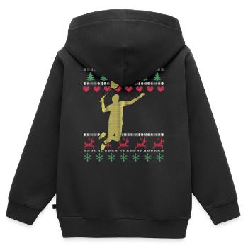 Badmintonspieler Ugly Christmas - Kinder Premium Organic Zip Hoodie - Schwarz - Hinten - AI Model Kid Male (0cm)