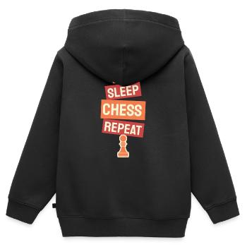 Manger dormir Échecs Répéter - Sweat Premium à capuche zippé enfant bio - noir - Dos - AI Model Kid Male (0cm)