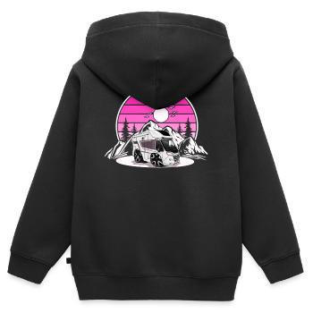 Camping Camper Campen - Kinder Premium Organic Zip Hoodie - Schwarz - Hinten - AI Model Kid Male (0cm)