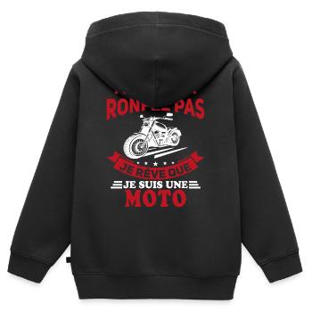 Je Ne Ronfle Pas Je Rêve Que Je Suis Une Moto - Sweat Premium à capuche zippé enfant bio - noir - Dos - AI Model Kid Male (0cm)